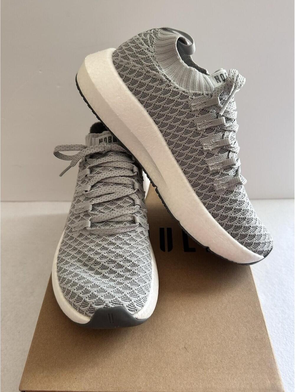 NEW- NOBULL Knit SC Runner - Men 6 Women 7.5 Grey / White Running Athletic Shoe